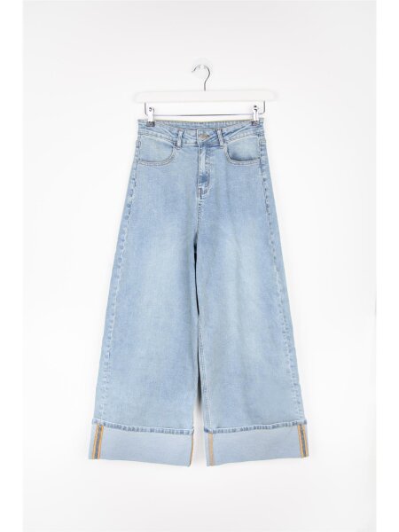 Denim Pants with Turn-Up Cuffs